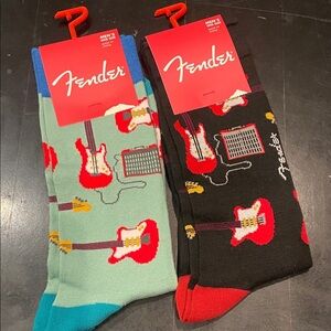 Fender Men's Guitar Graphic Socks - Black and Teal new one size